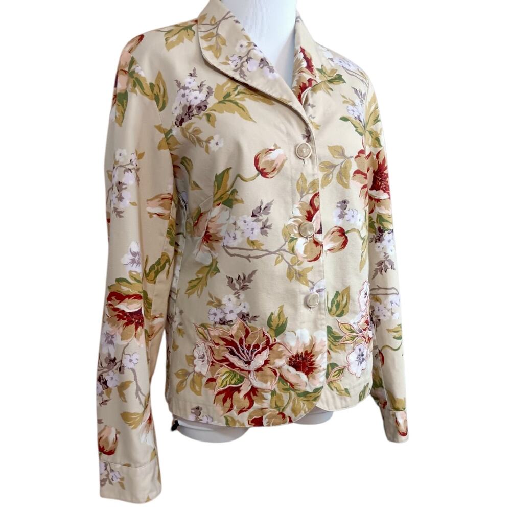 COLDWATER CREEK Embroidered Floral Jacket Blazer XS Romantic Cottagecore Career